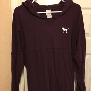 (L) VS PINK hooded long sleeve.